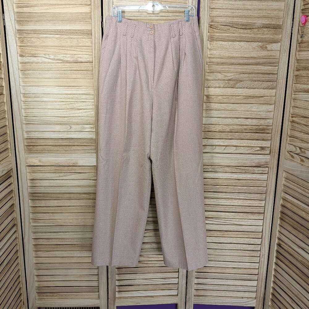 Counterparts Trousers Pink/Brown Pleated Lined VINTAGE Size 16